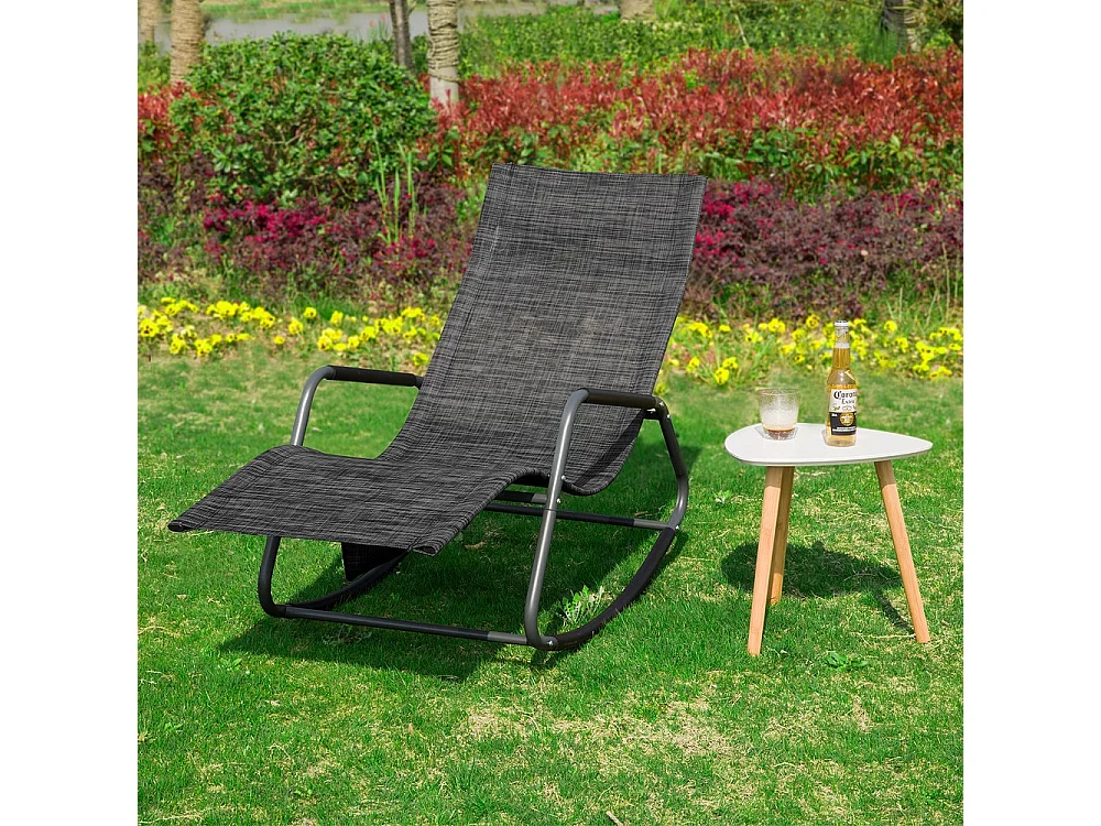 SoBuy Chaise Longue Bascule Fauteuil Relax Noir