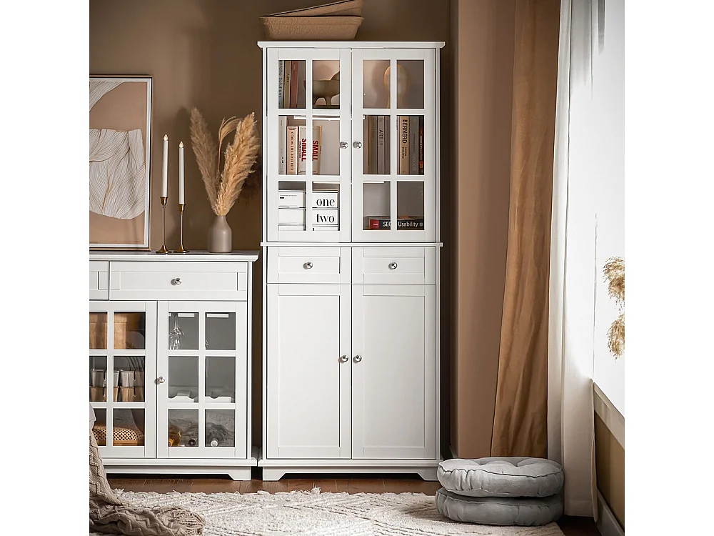 SoBuy Buffet de Cuisine 4 Portes 2 Tiroirs Blanc 75 40 175 cm FSB76-W