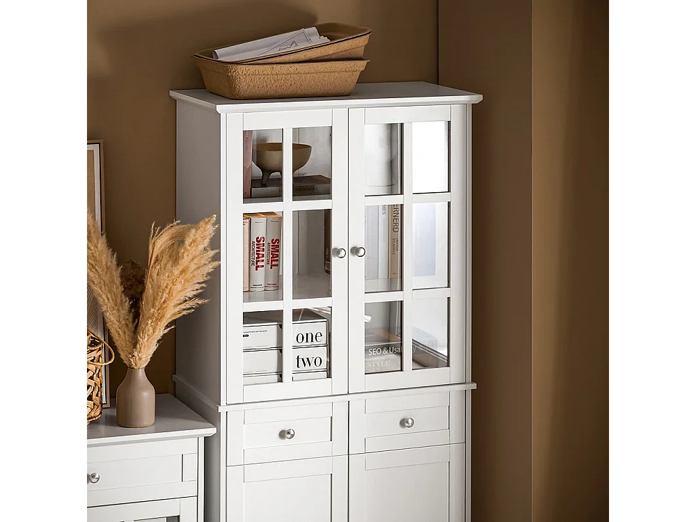 SoBuy Buffet de Cuisine 4 Portes 2 Tiroirs Blanc 75 40 175 cm FSB76-W