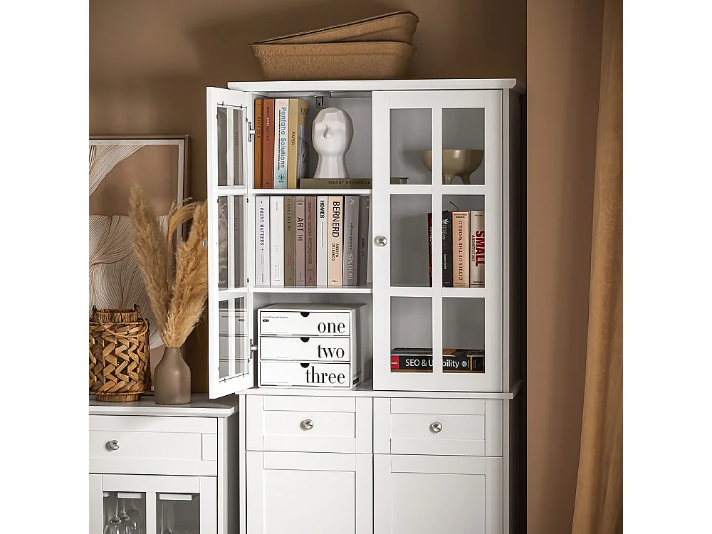 SoBuy Buffet de Cuisine 4 Portes 2 Tiroirs Blanc 75 40 175 cm FSB76-W