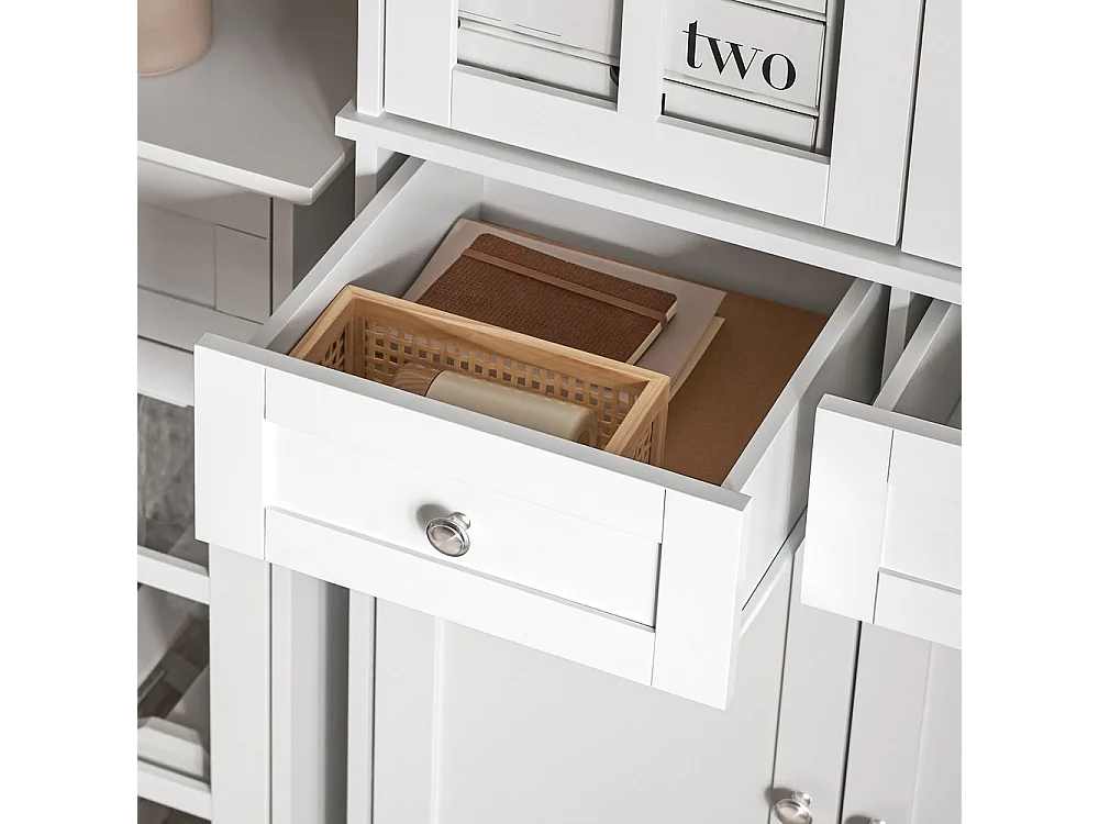 SoBuy Buffet de Cuisine 4 Portes 2 Tiroirs Blanc 75 40 175 cm FSB76-W