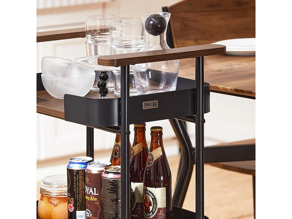 SoBuy wózek serwisowy barowy 3-poziomowy kuchenny metalowy vintage