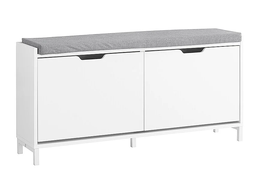 SoBuy Banc de rangement à chaussures avec 2 portes Blanc 105x24x52cm Fonctionnel FSR151-L-W