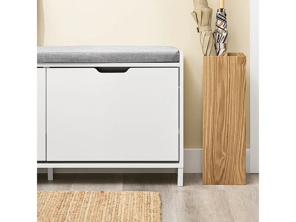 SoBuy Banc de rangement à chaussures avec 2 portes Blanc 105x24x52cm Fonctionnel FSR151-L-W