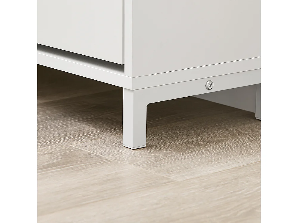 SoBuy Ławka na buty z dwoma drzwiczkami Biały 105x24x52cm Funkcjonalny FSR151-L-W