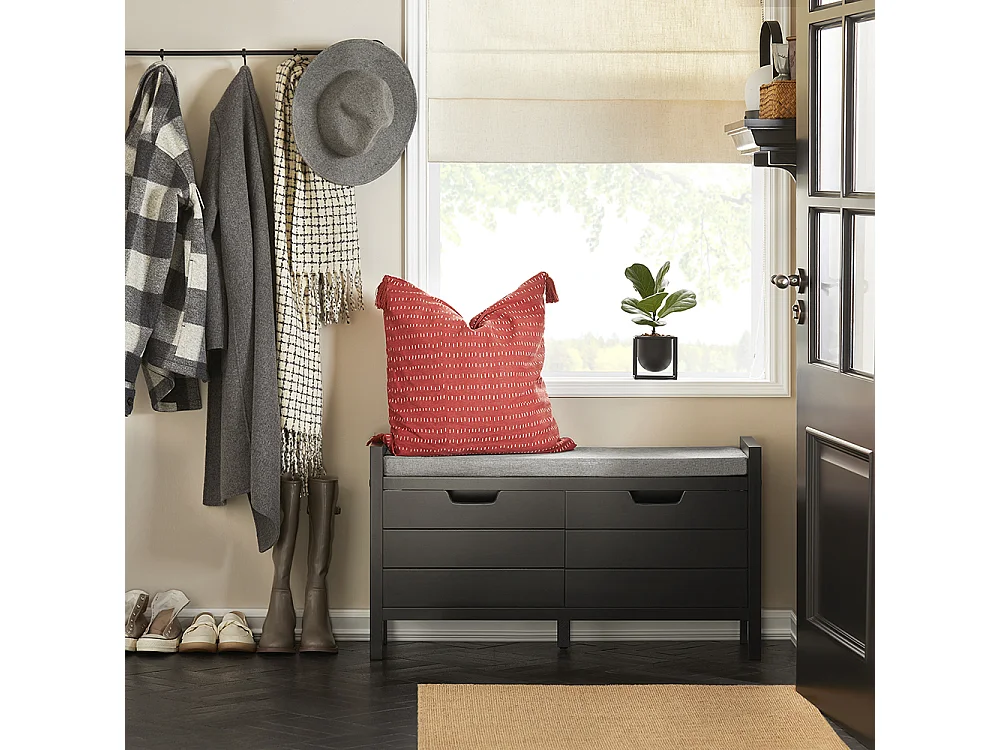 SoBuy Banc de rangement à chaussures avec 1 tiroir Noir 91x30x50cm Fonctionnel FSR63-II-SCH