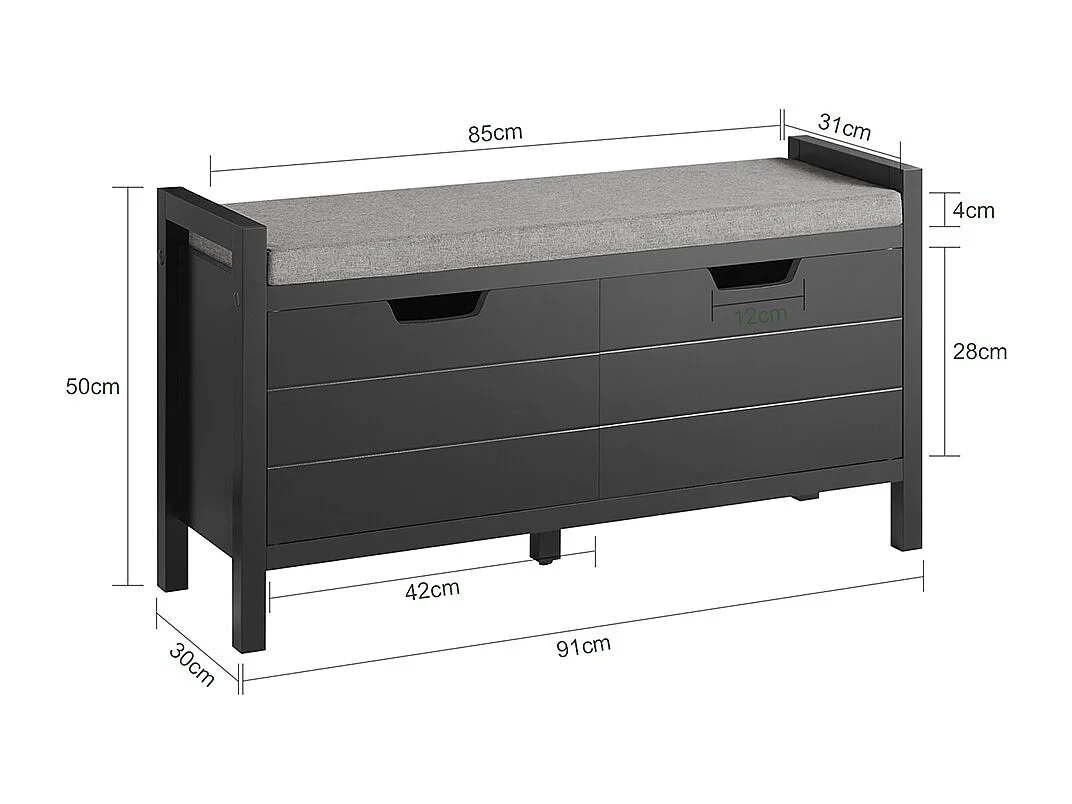 SoBuy Szafka na buty z jedną szufladą Czarny 30x91.01x50.01cm Funkcjonalny FSR63-II-SCH