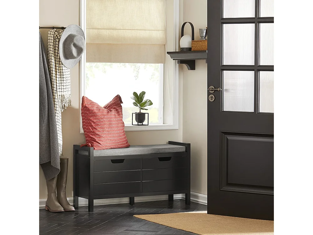 SoBuy Banc à Chaussures avec Assise et Rangement Modèle FSR63-SCH Noir