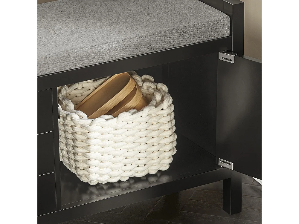 SoBuy Banc à Chaussures avec Assise et Rangement Modèle FSR63-SCH Noir