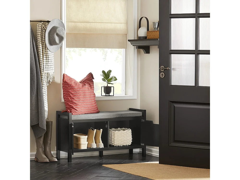 SoBuy Banc à Chaussures avec Assise et Rangement Modèle FSR63-SCH Noir