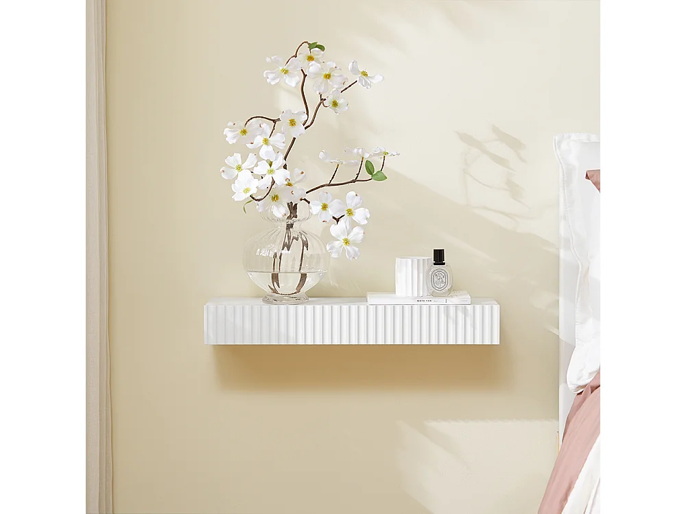 SoBuy Plank met lade Wit 60x20x8cm Modern FHK38-W