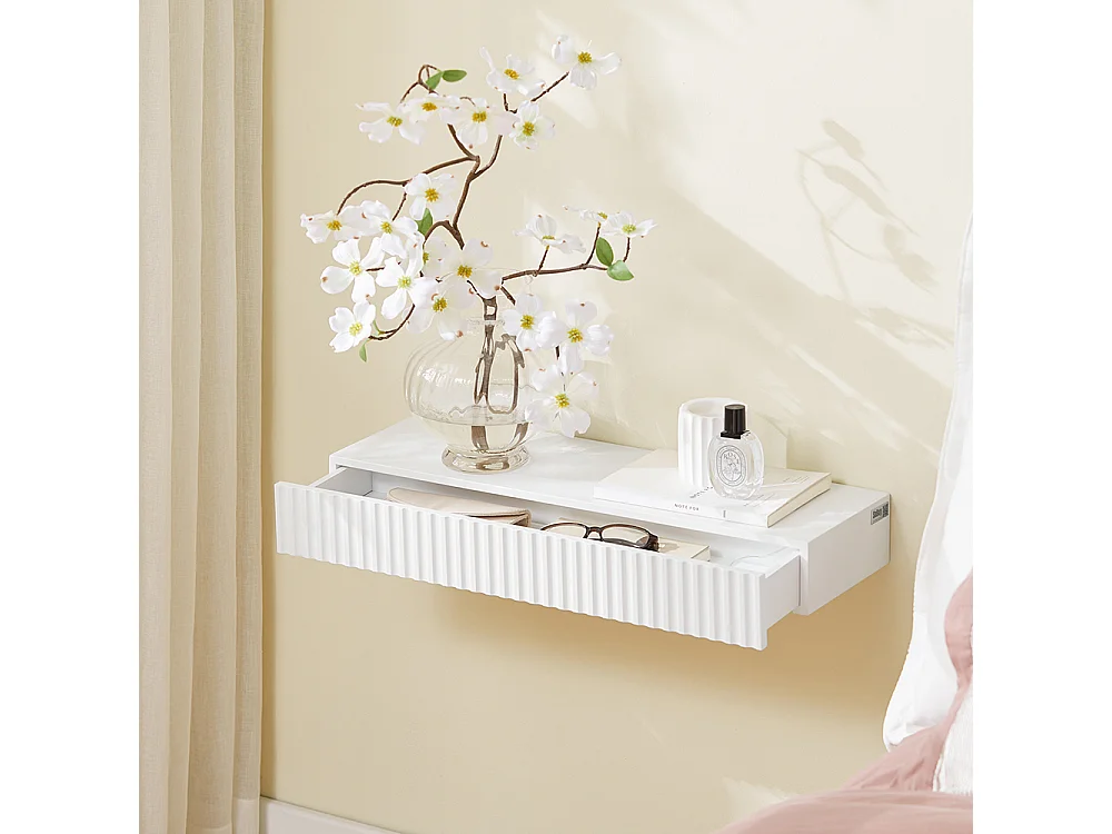 SoBuy Plank met lade Wit 60x20x8cm Modern FHK38-W