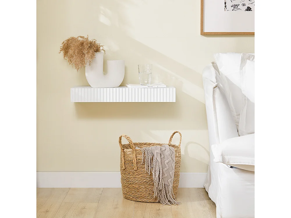 SoBuy Plank met lade Wit 60x20x8cm Modern FHK38-W