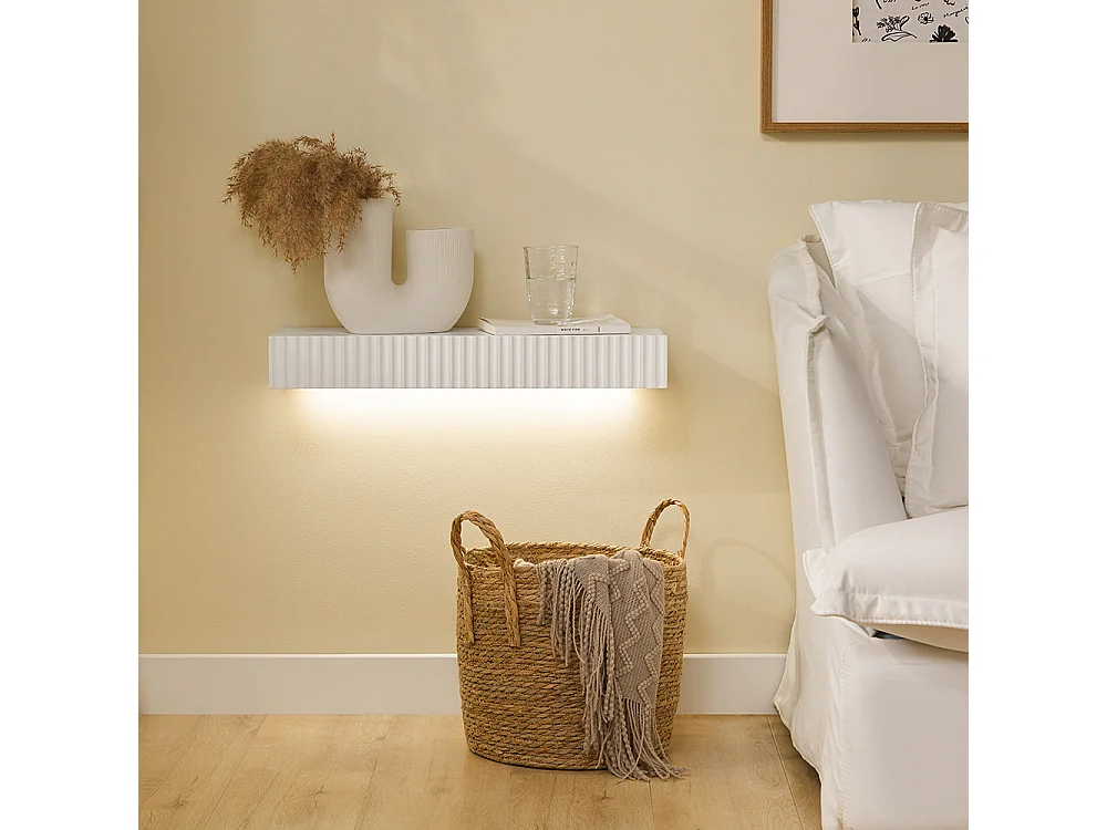 SoBuy Plank met lade Wit 60x20x8cm Modern FHK38-W