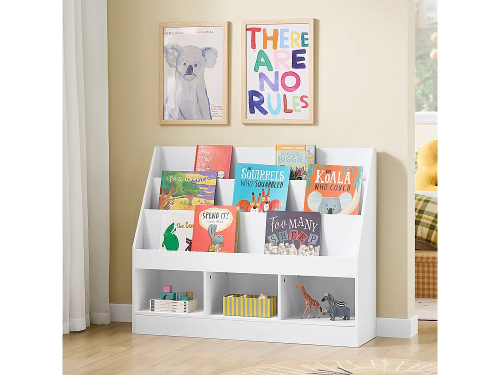 SoBuy Estantería infantil 3 shelfs Blanco 100x29.8x80cm Minimalista KMB118-W
