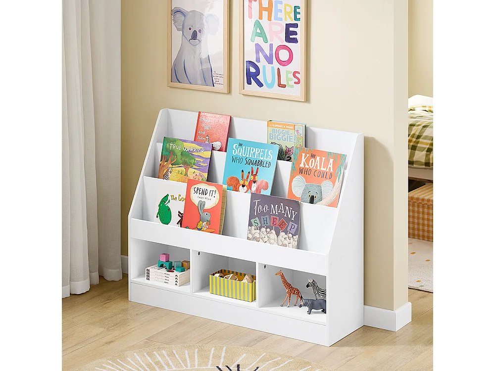 SoBuy Estantería infantil 3 shelfs Blanco 100x29.8x80cm Minimalista KMB118-W