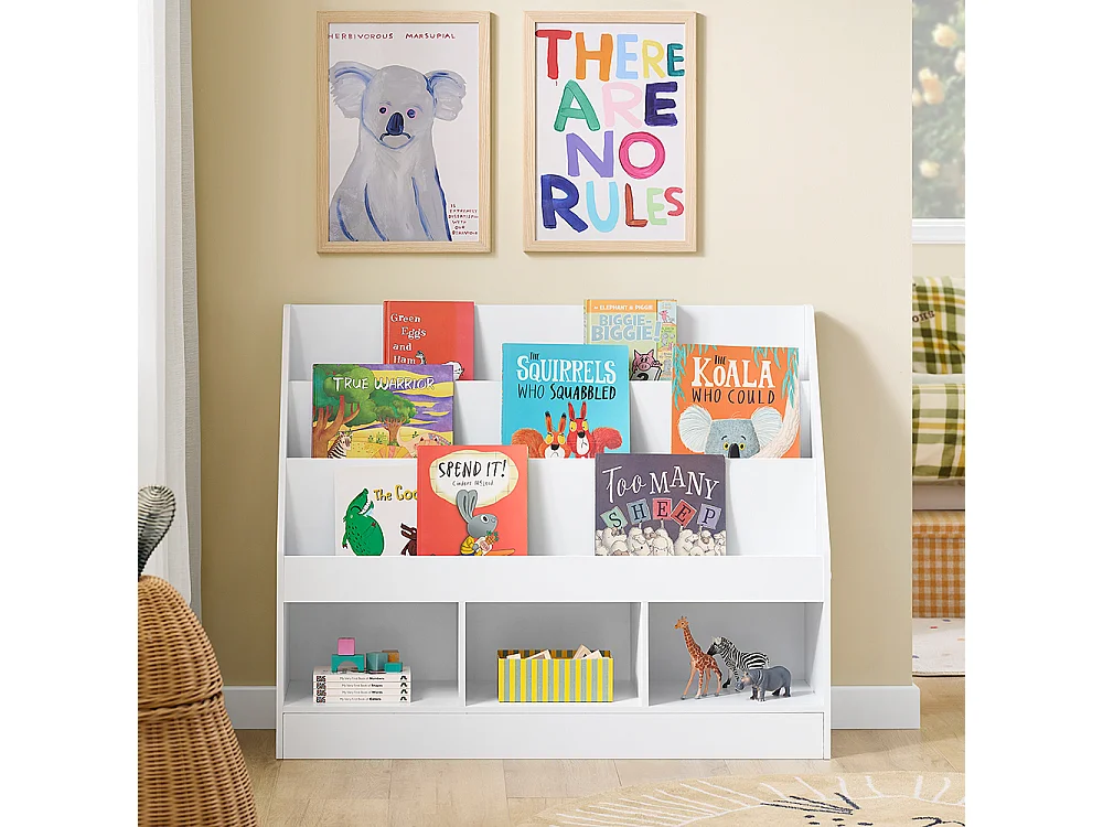 SoBuy Estantería infantil 3 shelfs Blanco 100x29.8x80cm Minimalista KMB118-W