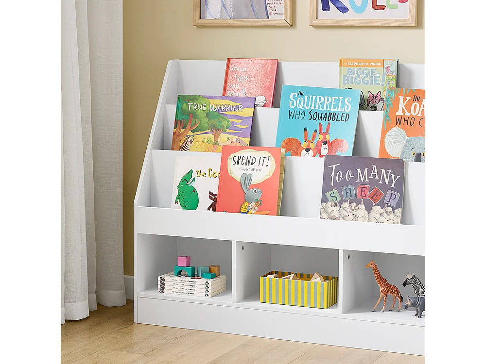 SoBuy Estantería infantil 3 shelfs Blanco 100x29.8x80cm Minimalista KMB118-W