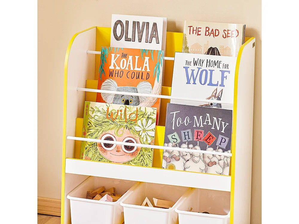 SoBuy Bibliothèque Enfant avec Boîtes de Rangement pour Livres et Jouets