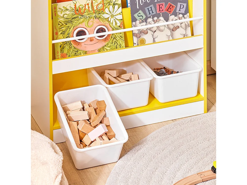 SoBuy Bibliothèque Enfant avec Boîtes de Rangement pour Livres et Jouets