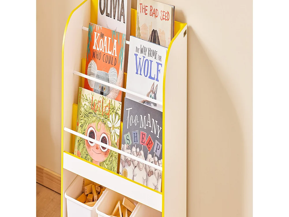 SoBuy Bibliothèque Enfant avec Boîtes de Rangement pour Livres et Jouets