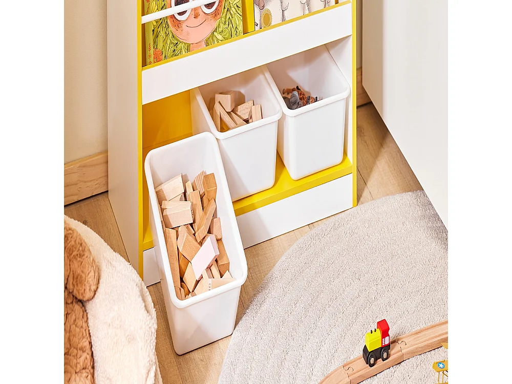 SoBuy Bibliothèque Enfant avec Boîtes de Rangement pour Livres et Jouets