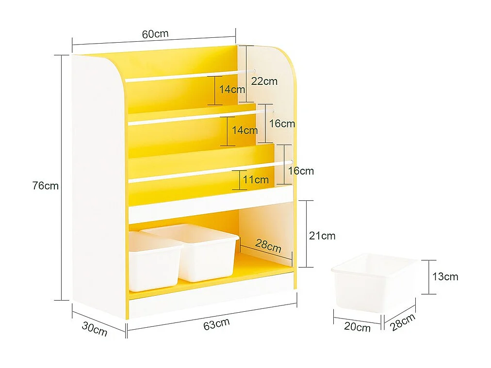 SoBuy Regał dziecięcy z 3 koszami w kolorze złoto-białym