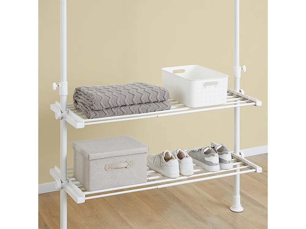 SoBuy Wieszak stojący Biały 145x42.4x227cm Funkcjonalny FRG34-II-W