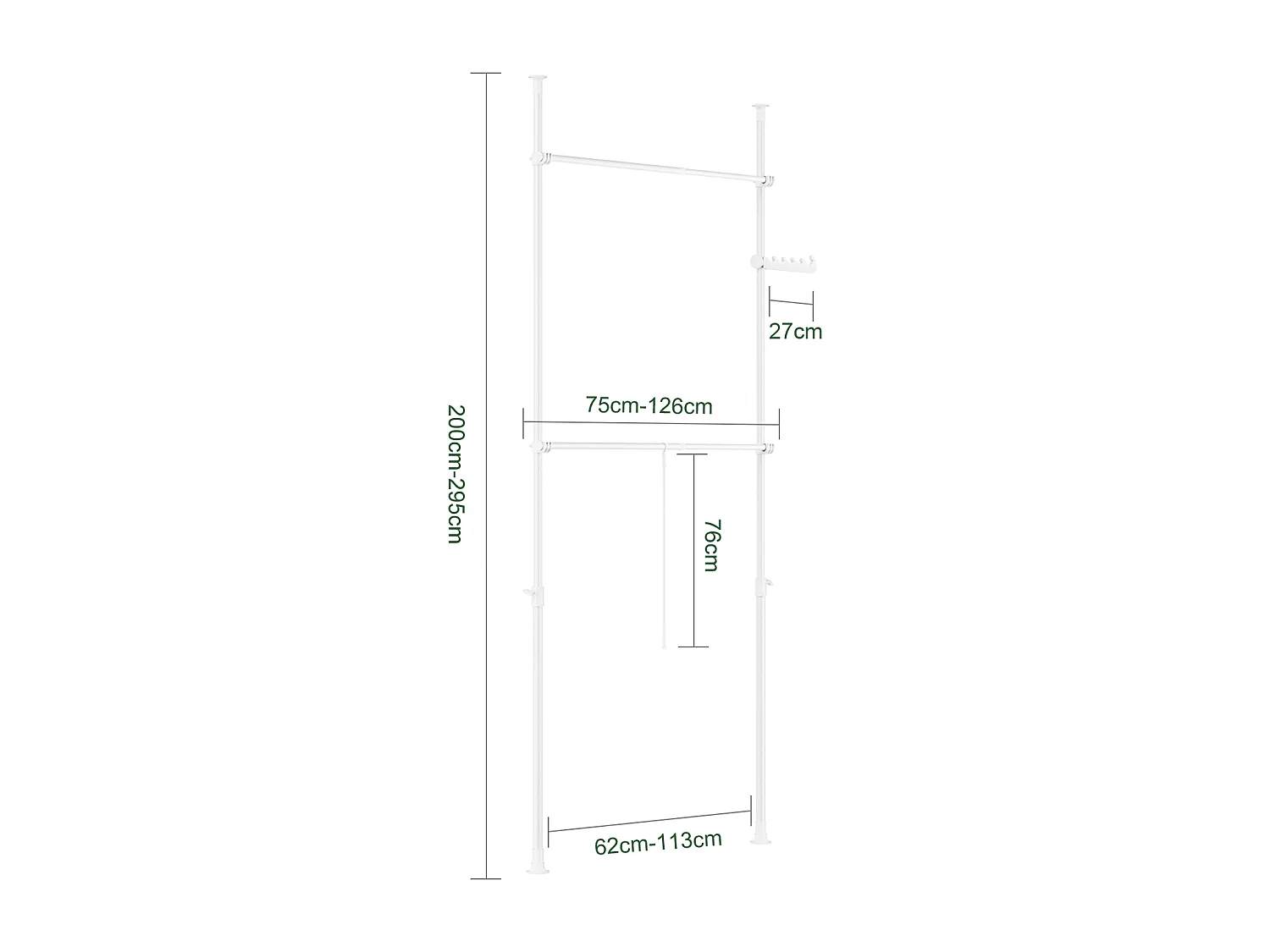 SoBuy Cabide de Pé Telescópico Branco 27x76.99x103cm Funcional FRG109-II-W