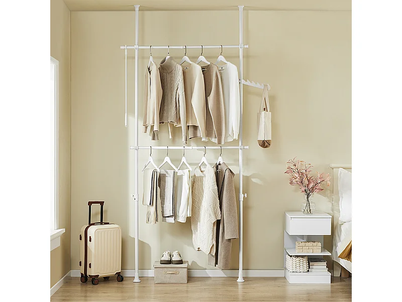 SoBuy Portemanteau sur pied Blanc 75x9x227cm Fonctionnel FRG109-II-W