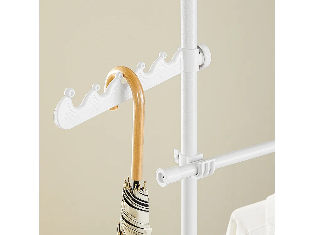 SoBuy Portemanteau sur Pied Télescopique Blanc 145x9x227cm Fonctionnel KLS03-II-W