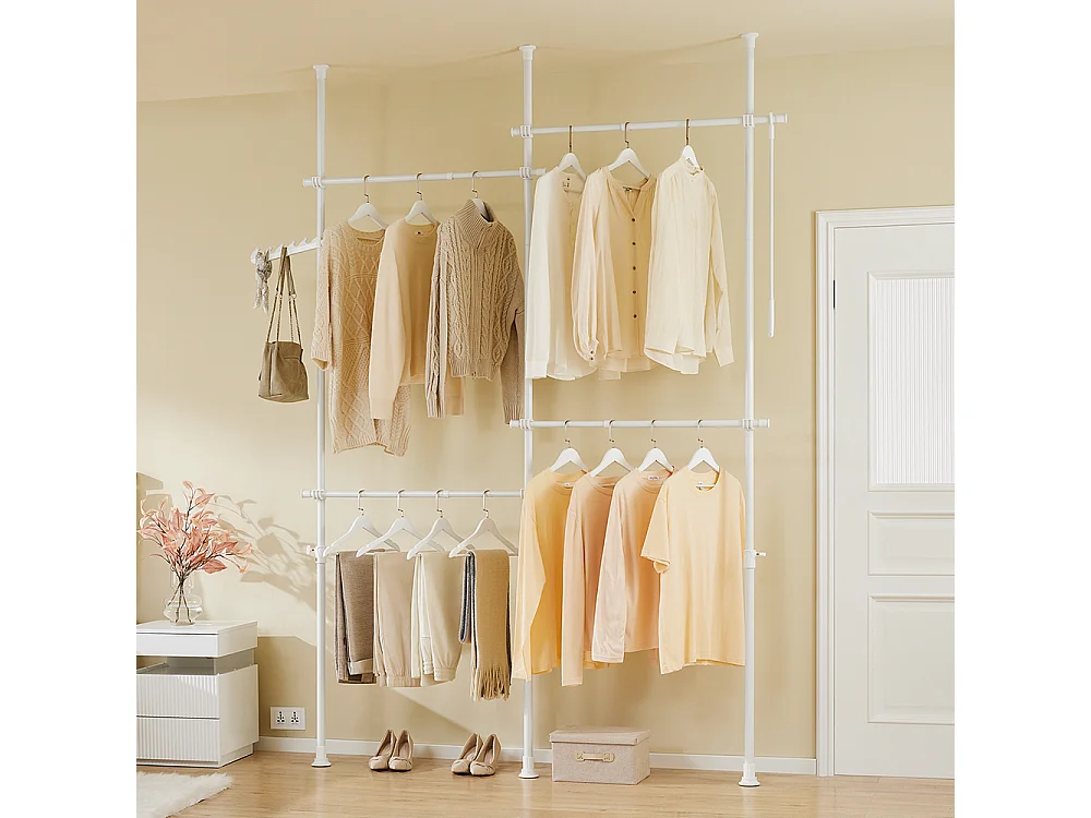 SoBuy Cabide de Pé Telescópico Branco 62x62x200cm Funcional KLS03-II-W