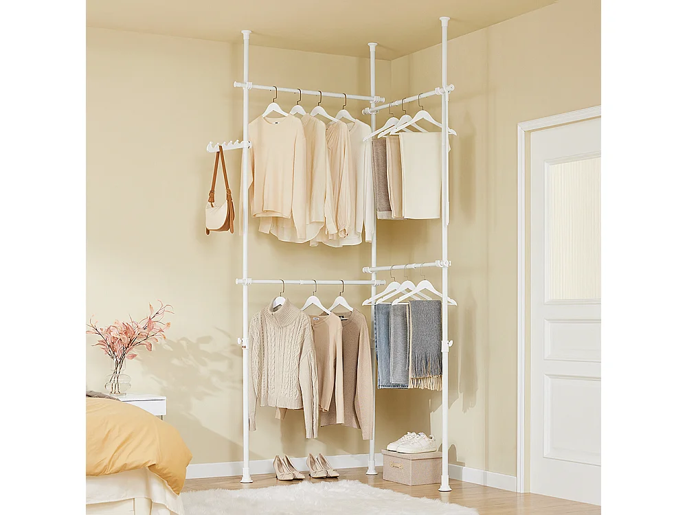 SoBuy Cabide de Pé Telescópico Branco 62x62x200cm Funcional KLS03-II-W