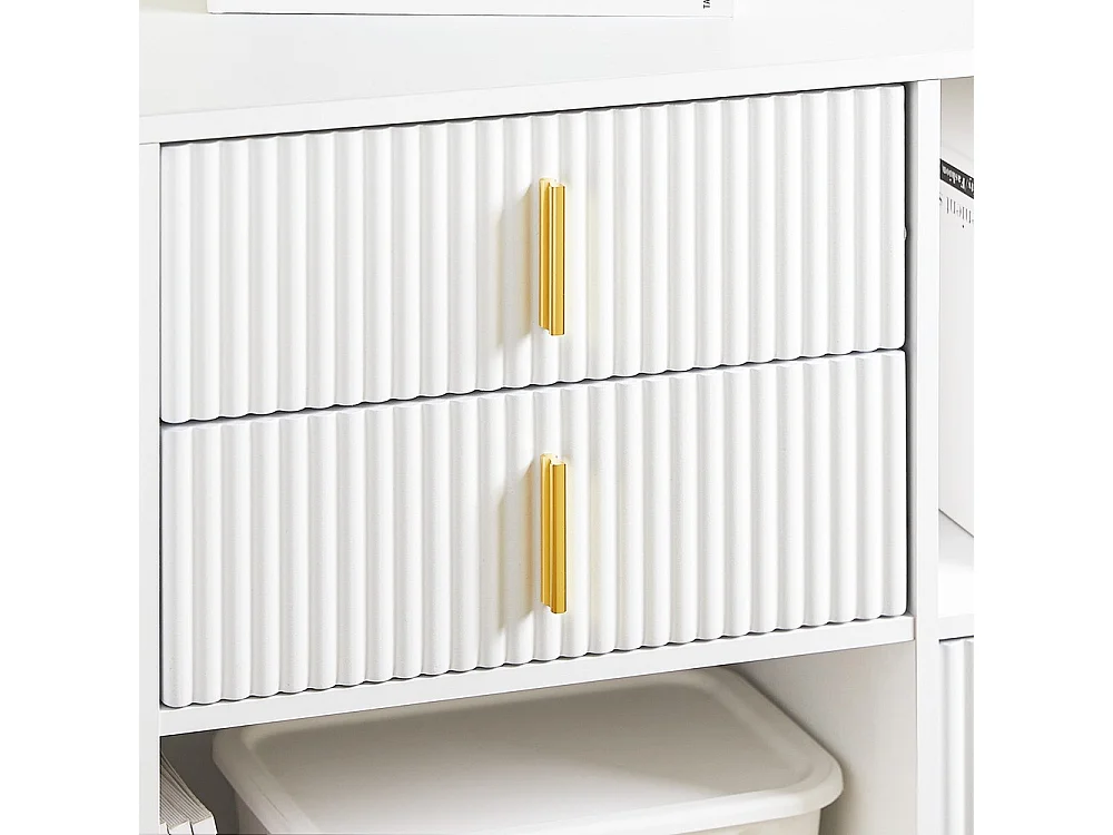 SoBuy Meuble Imprimante 3 Tiroirs et 2 Compartiments Ouverts Blanc