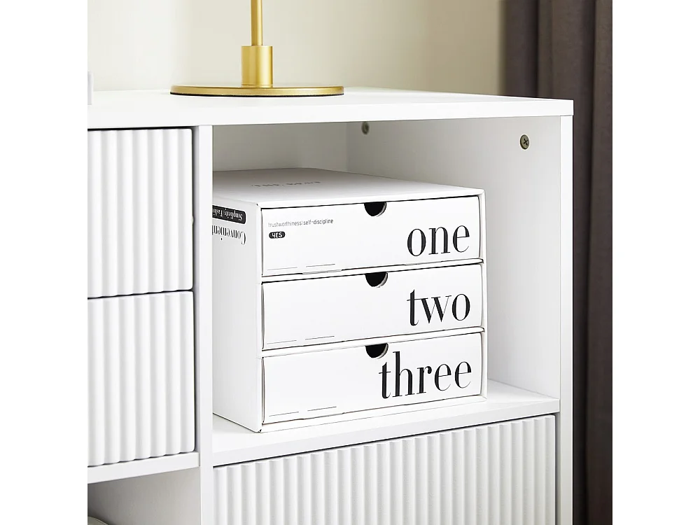 SoBuy Meuble Imprimante 3 Tiroirs et 2 Compartiments Ouverts Blanc