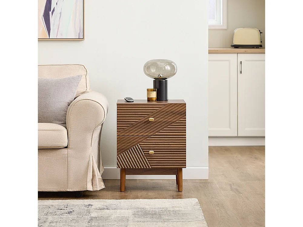 SoBuy Szafka nocna z dwiema szufladami Ciemnobrązowy 45x40x58.2cm Funkcjonalny FBT170-N