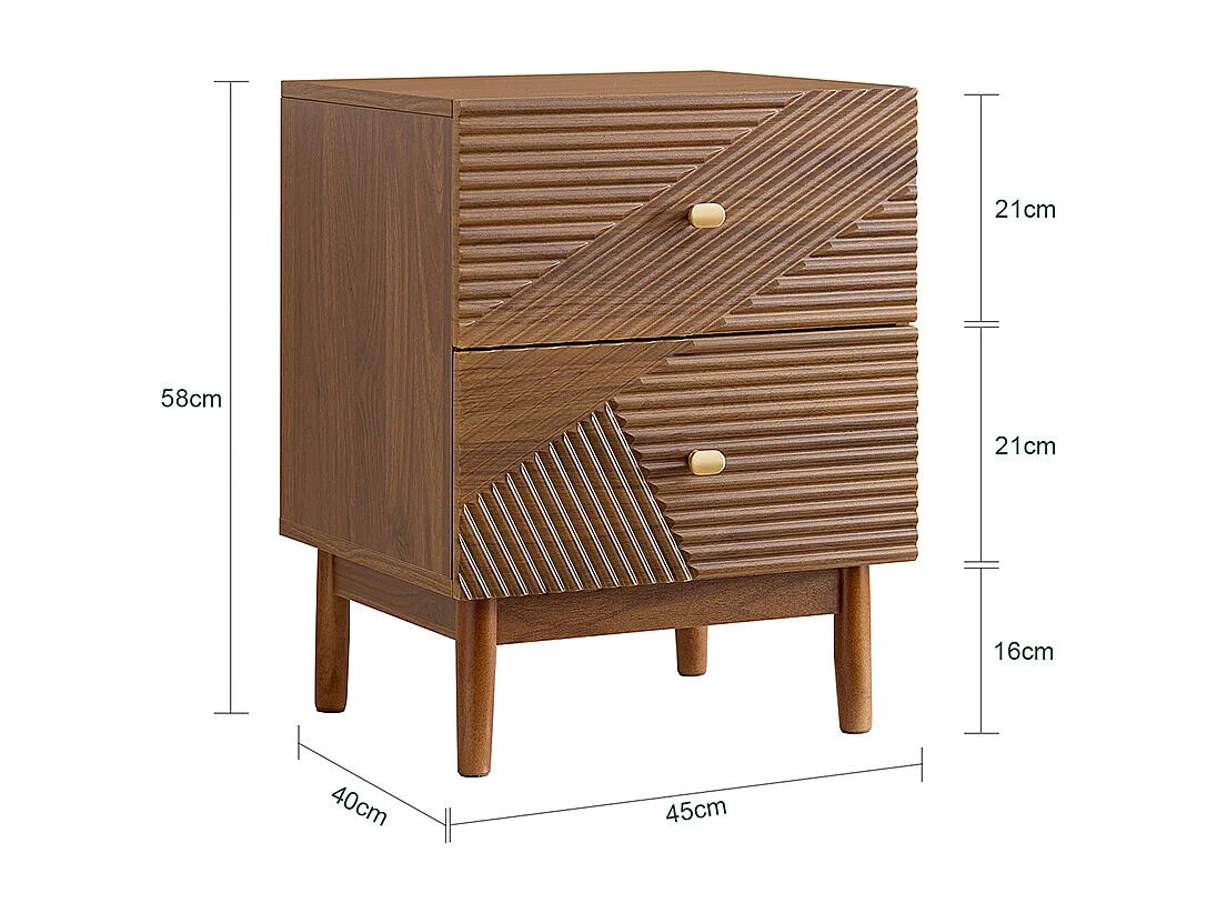 SoBuy Szafka nocna z dwiema szufladami Ciemnobrązowy 45x40x58.2cm Funkcjonalny FBT170-N