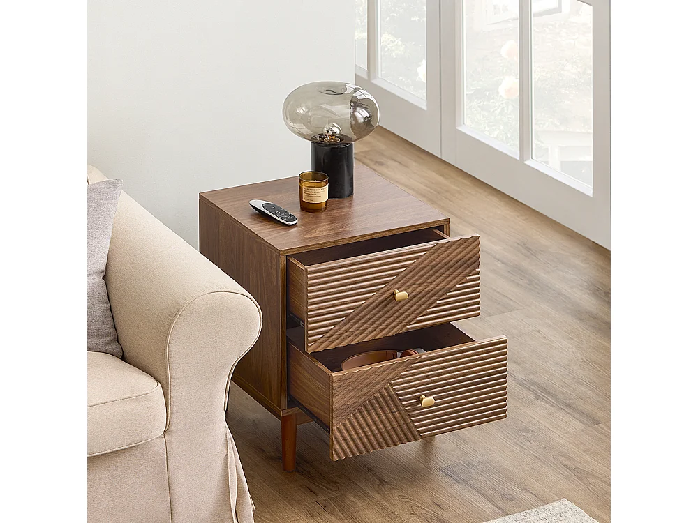 SoBuy Szafka nocna z dwiema szufladami Ciemnobrązowy 45x40x58.2cm Funkcjonalny FBT170-N