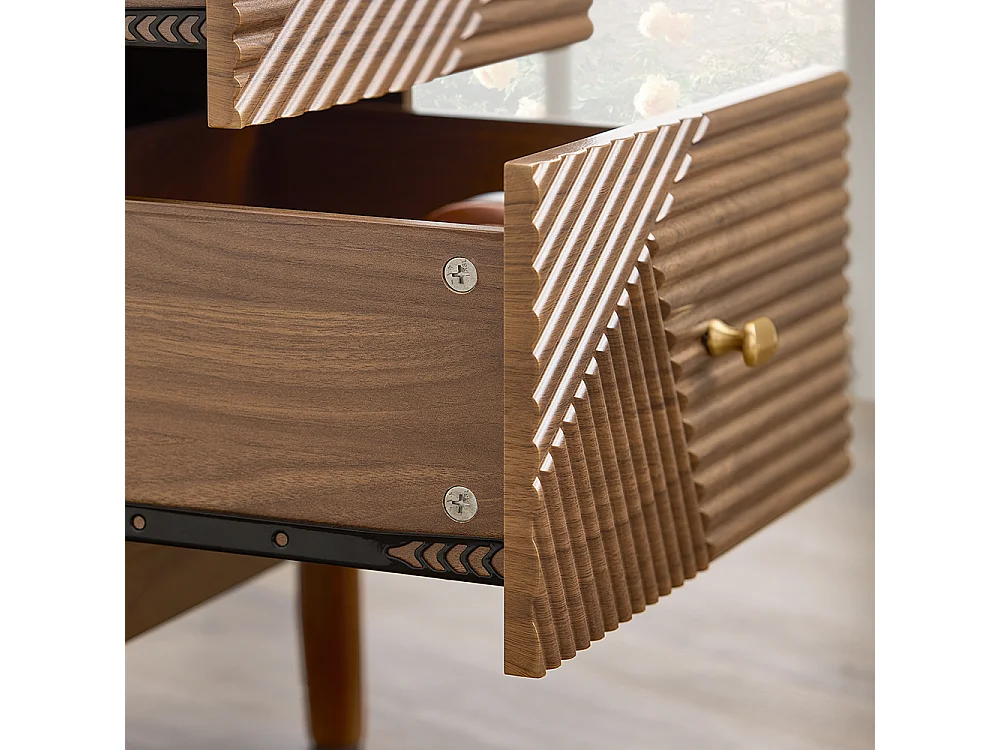 SoBuy Szafka nocna z dwiema szufladami Ciemnobrązowy 45x40x58.2cm Funkcjonalny FBT170-N