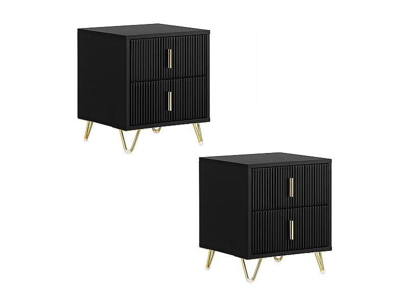 SoBuy Table de chevet à 2 tiroirs Noir 63x46.5x47.3cm Fonctionnel FBT115-SCHX2