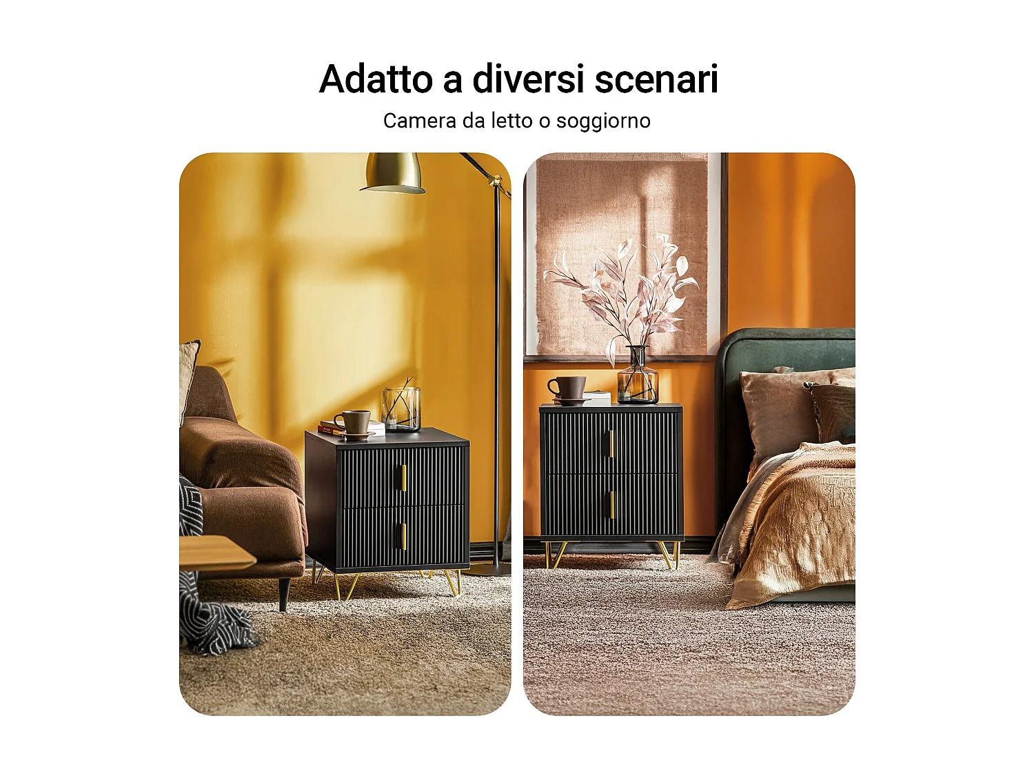 SoBuy Table de chevet à 2 tiroirs Noir 63x46.5x47.3cm Fonctionnel FBT115-SCHX2