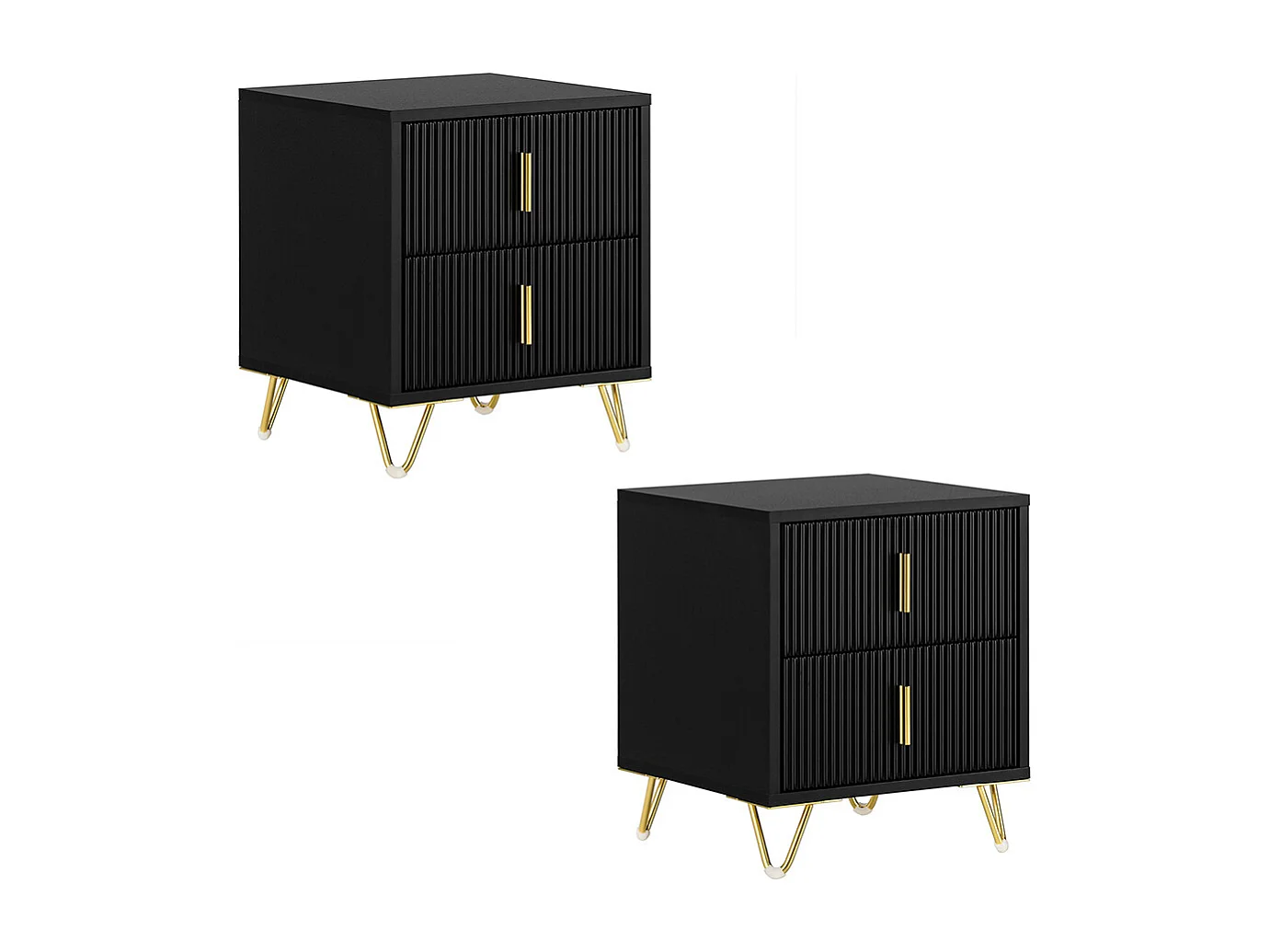 SoBuy Szafka nocna z dwiema szufladami Czarny 40.01x40.01x46.99cm Funkcjonalny FBT115-SCHX2