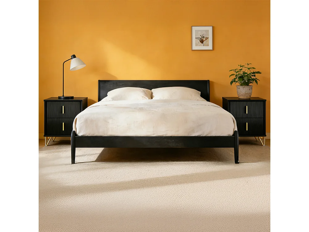 SoBuy Szafka nocna z dwiema szufladami Czarny 40.01x40.01x46.99cm Funkcjonalny FBT115-SCHX2