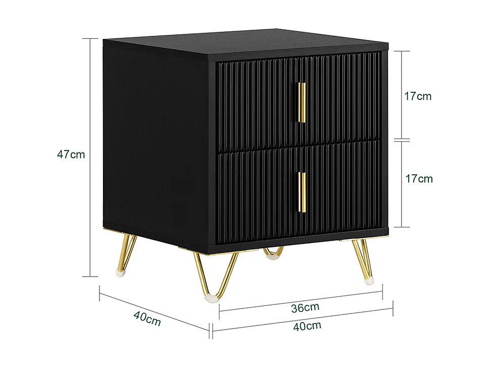 SoBuy Szafka nocna z dwiema szufladami Czarny 40.01x40.01x46.99cm Funkcjonalny FBT115-SCHX2