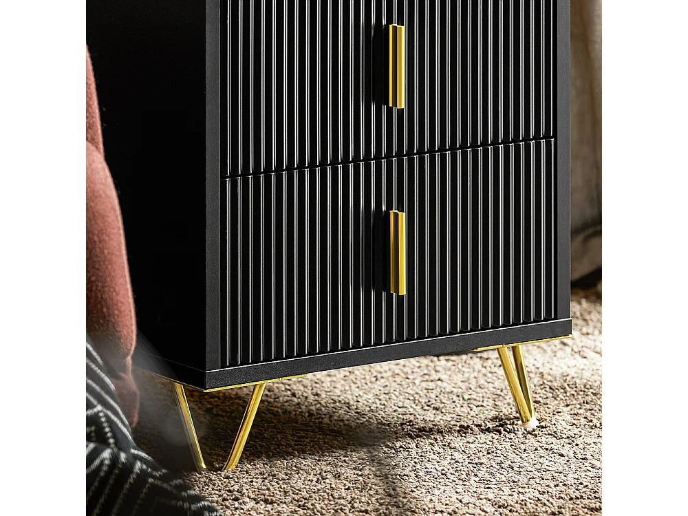 SoBuy Szafka nocna z dwiema szufladami Czarny 40.01x40.01x46.99cm Funkcjonalny FBT115-SCHX2