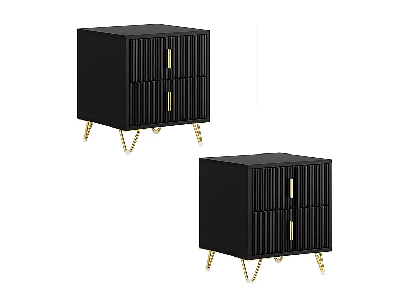 SoBuy Table de chevet à deux tiroirs Noir 63x46.5x47.3cm Fonctionnel FBT115-SCHX2