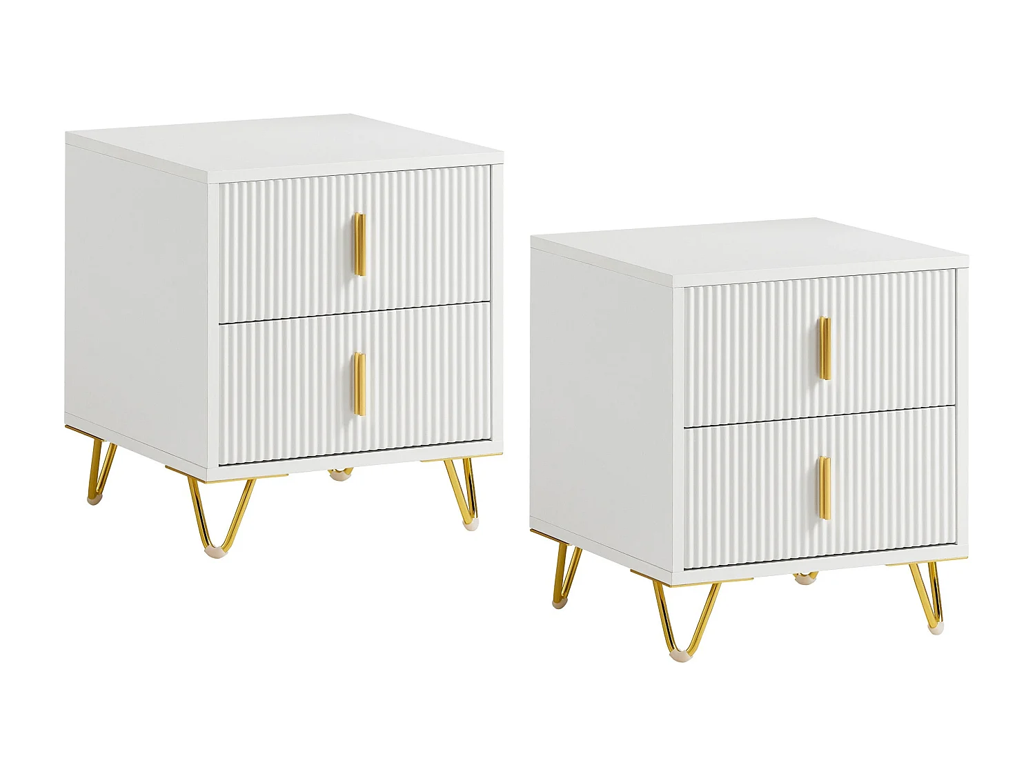 SoBuy Mesilla de noche con dos cajones Blanco 63x46.5x47.3cm Funcional FBT115-WX2