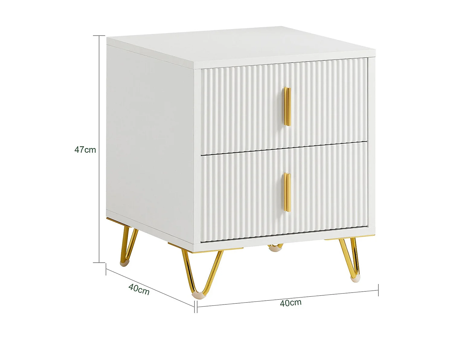SoBuy Mesilla de noche con dos cajones Blanco 63x46.5x47.3cm Funcional FBT115-WX2