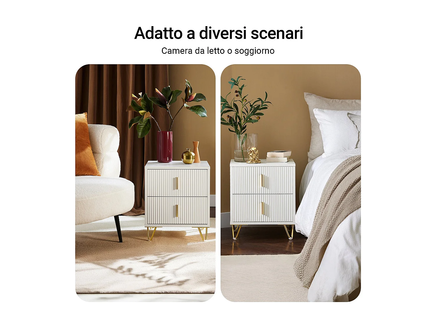 SoBuy Mesilla de noche con dos cajones Blanco 63x46.5x47.3cm Funcional FBT115-WX2