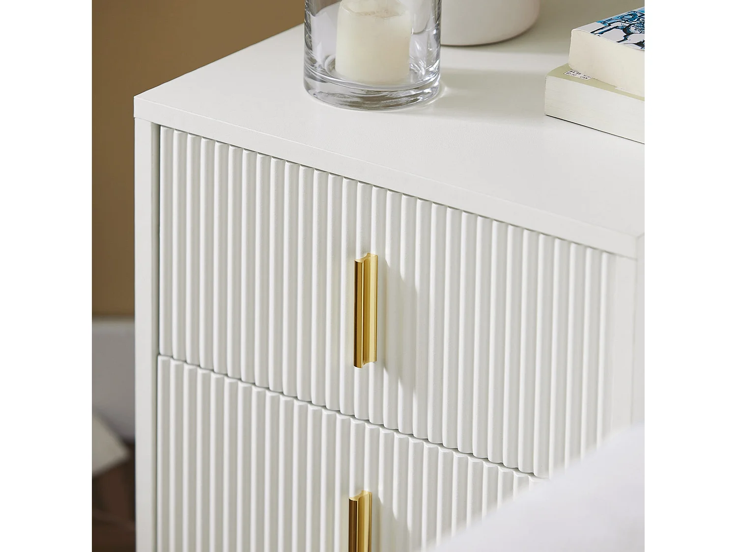 SoBuy Mesilla de noche con dos cajones Blanco 63x46.5x47.3cm Funcional FBT115-WX2